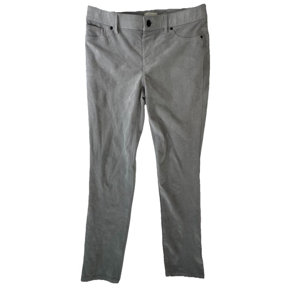 Chico’s Faux Suede Slim Leg Pants Gray Stretch Classic Minimalist Women’s 0 (4)